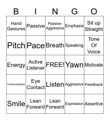 Communication Skills Bingo Card