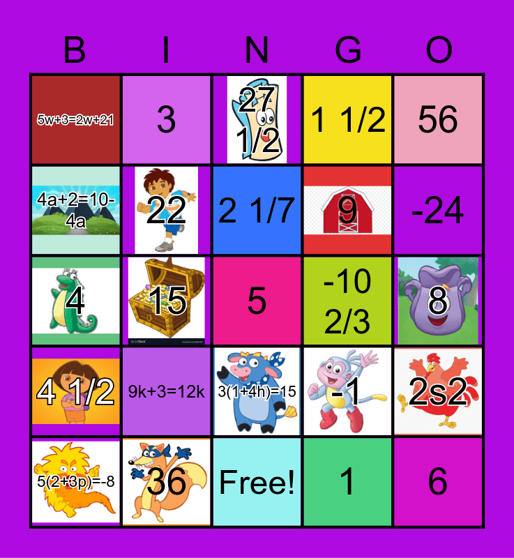 DORA'S LOST TREASURE!!! Bingo Card