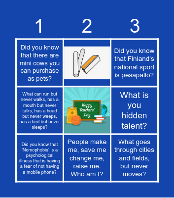 Happy Teachers' Day Bingo Card