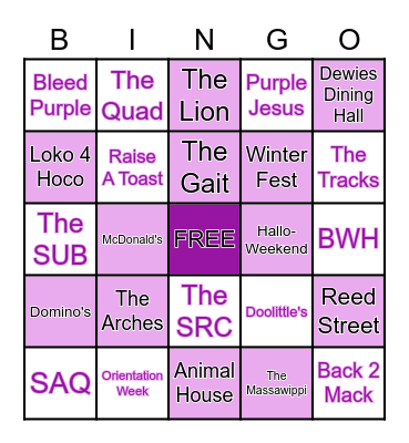 Bishop's Bingo Card