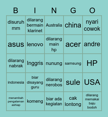 wony best girl Bingo Card
