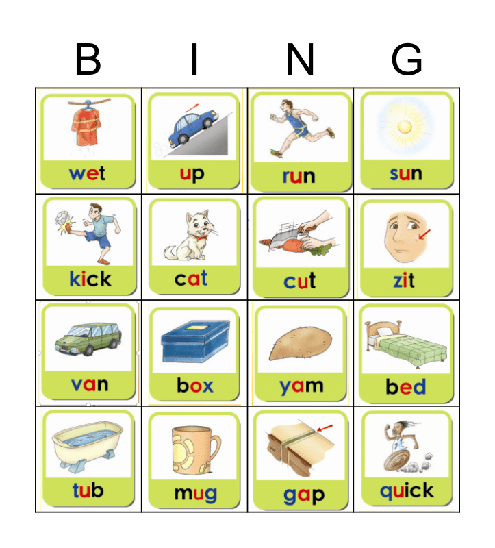 Giraffe Phonics Bingo Card