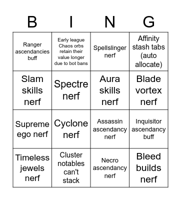 JS' 3.12 prediction Bingo Card