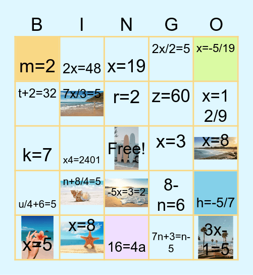 Bingo by the beach/ Mixed solutions and solving Bingo Card