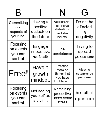 Show of Resilience Bingo Card