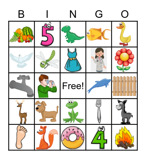 Letter D & F Bingo Card