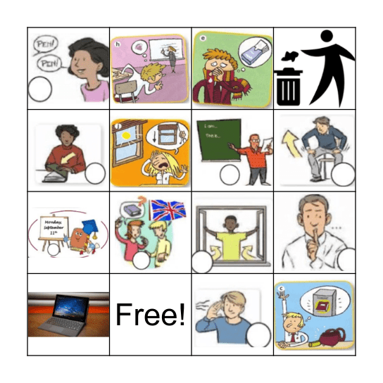 Classroom English Bingo Card
