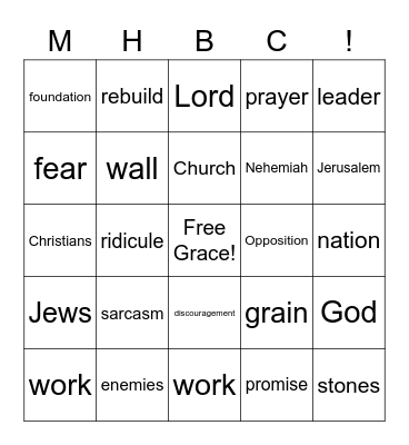 Sermon Bingo: Listen to the sermon to see how many words you can hear. Bingo Card