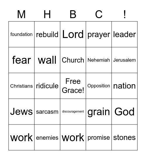 Sermon Bingo: Listen to the sermon to see how many words you can hear. Bingo Card
