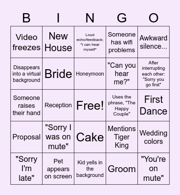 Kimberly's Virtual Wedding Shower Bingo Card