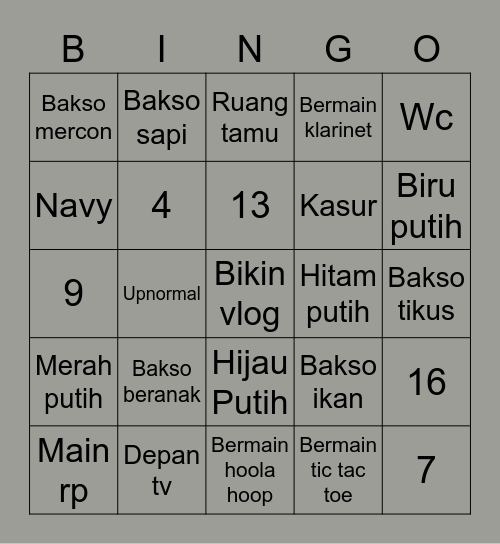 Bismillah desu Bingo Card