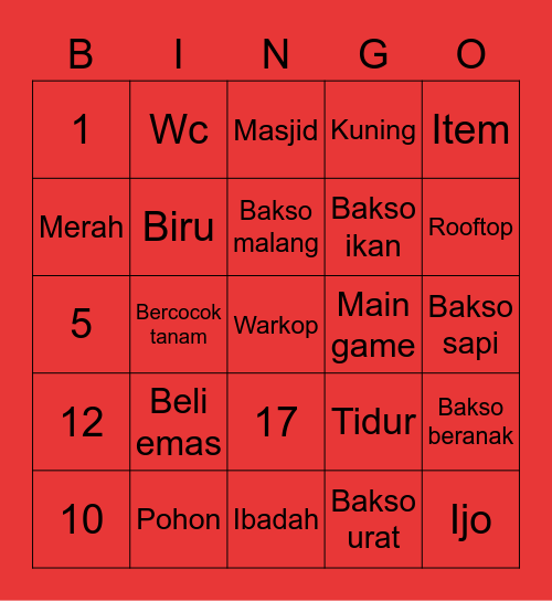 SEONA Bingo Card