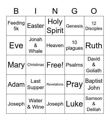 Bible Bingo Card