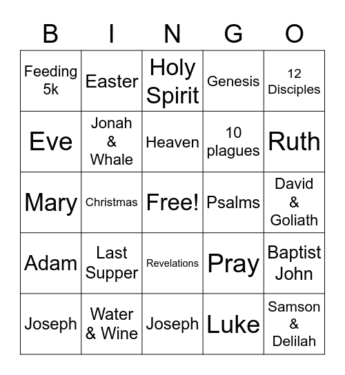 Bible Bingo Card