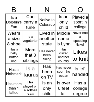 Fever Fun Bingo Card