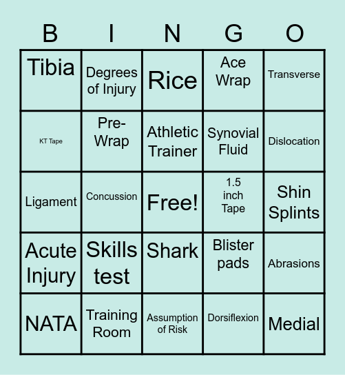 Introduction to Sports Medicine Bingo Card