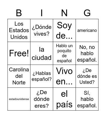 geografía Bingo Card