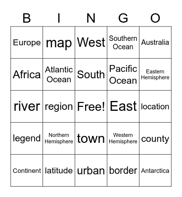 Geography Bingo Card