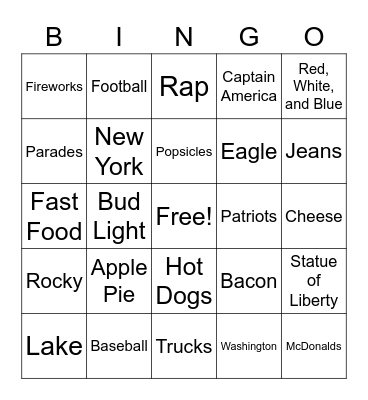 'Merica Bingo Card