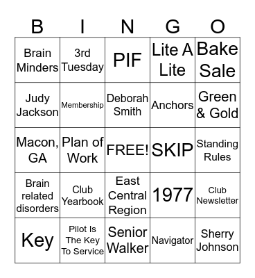 Pilot BINGO  Bingo Card