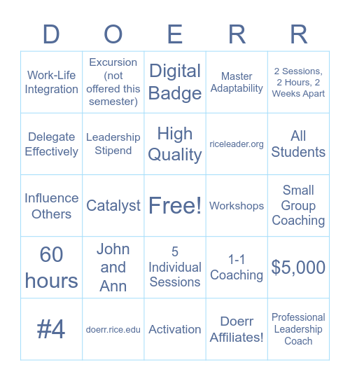 Doerr Bingo Card