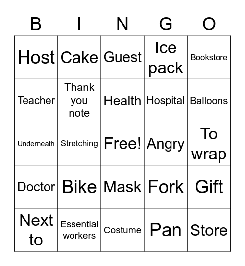 Vocabulary Review Bingo Card