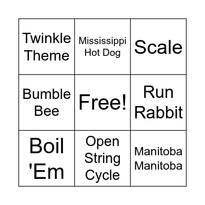 Music Bingo Card