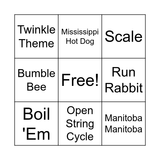 Music Bingo Card