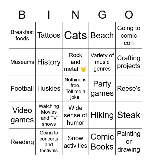 Dooley Bingo Card