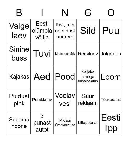 Õuebingo Card