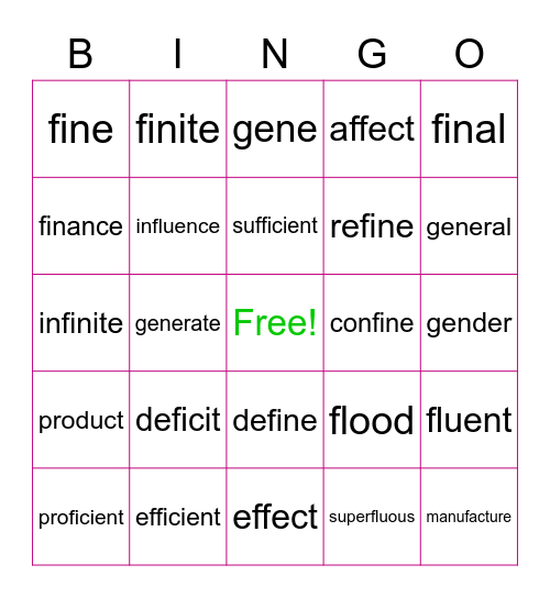 Hermes Unit 141-145 Bingo Card