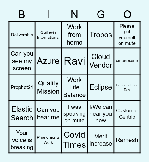 Epicor Bingo Card