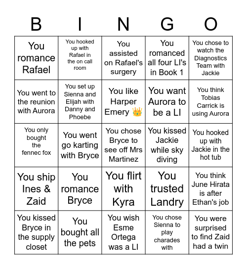 Open Heart Bingo Card