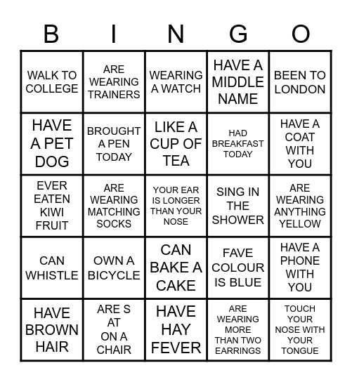 Bingo Bongo!                Name: Bingo Card