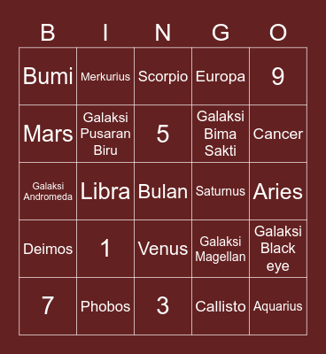 Nani’s Bingo Card