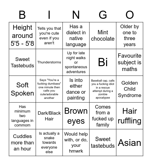 "If I were straight" Bingo Card