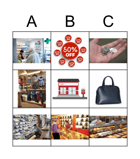 Shopping Bingo Card