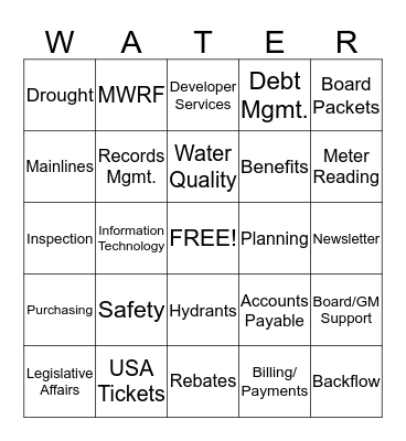 Mesa Water Bingo Card
