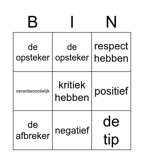 DE VREEDZAME SCHOOL Bingo Card