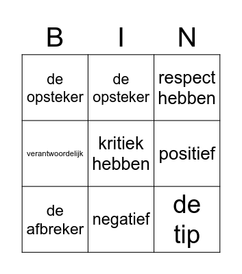 DE VREEDZAME SCHOOL Bingo Card