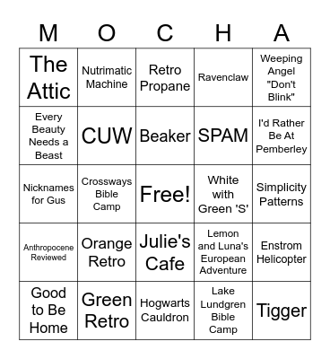 Mrs. Doll's Coffee Mug Bingo Card