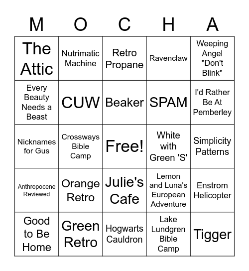 Mrs. Doll's Coffee Mug Bingo Card