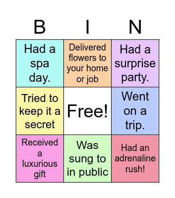 BIRTHDAY BINGO Card