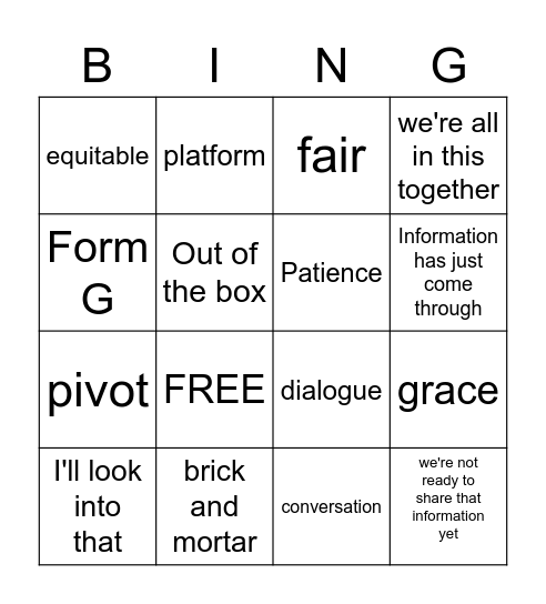 Virtual Teaching 2020 Bingo Card