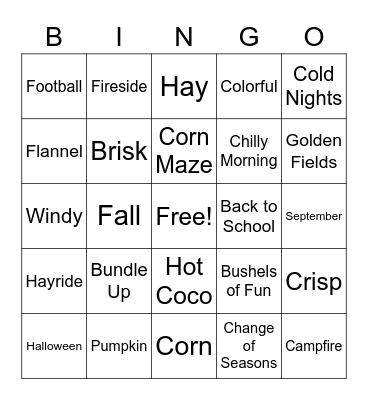 Fall Appreciation Prugo Bingo Card