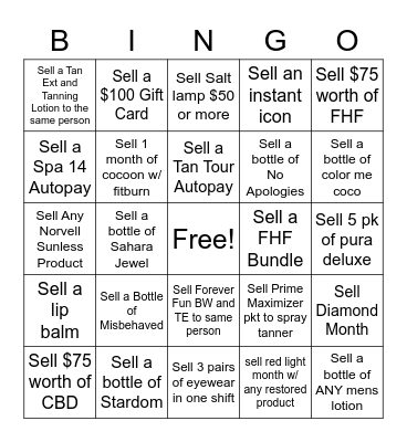 September Pick Me Up Bingo Card