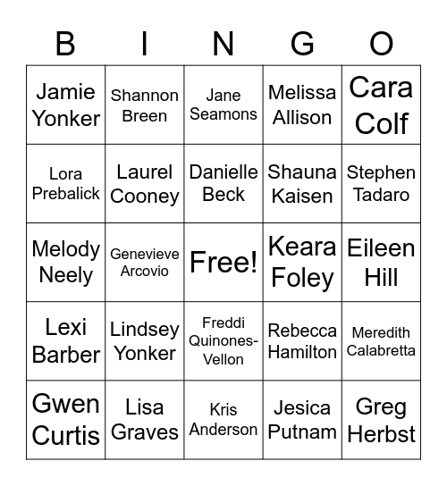 Lincoln School Staff Bingo Card