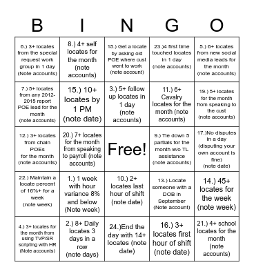 September Bingo Contest Bingo Card