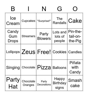 Bear's Birthday Bingo Card