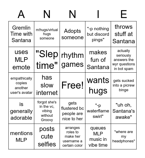 Annie Bingo Card